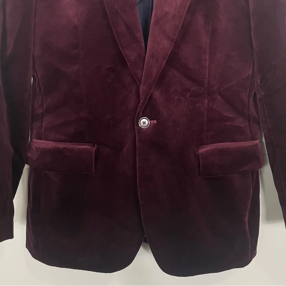 J.Crew Shawl Collar Dinner Jacket in Velvet Ludlow Slim Fit Vintage Cabernet 38R